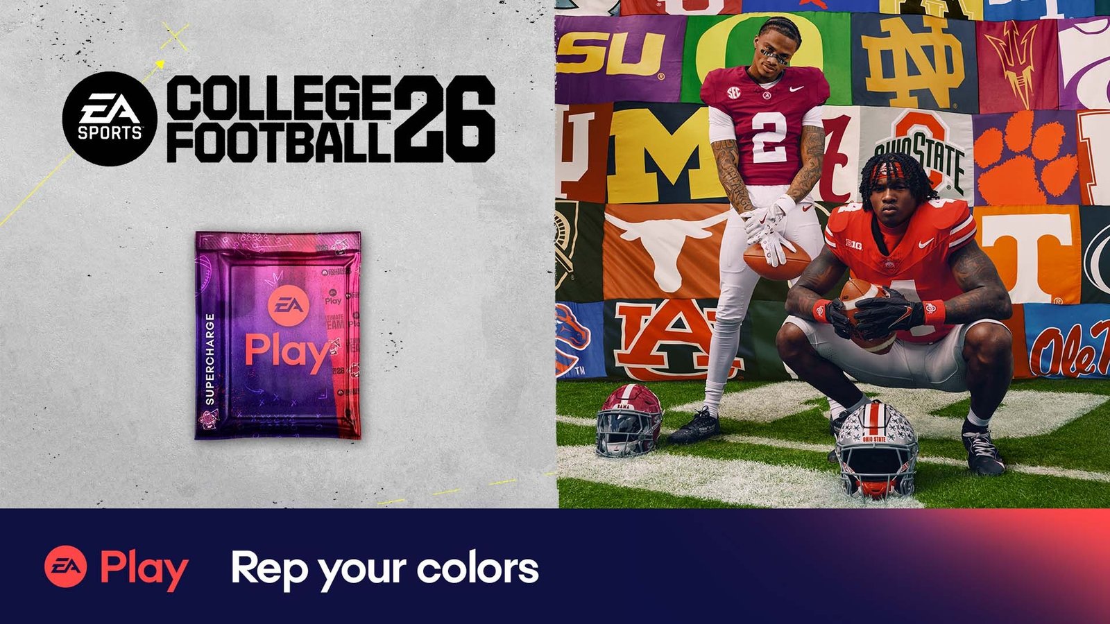 EA Play and College Football 26 artwork highlighting its access date