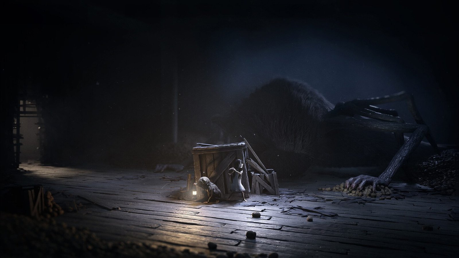 Two characters exploring a dark environment in Reanimal